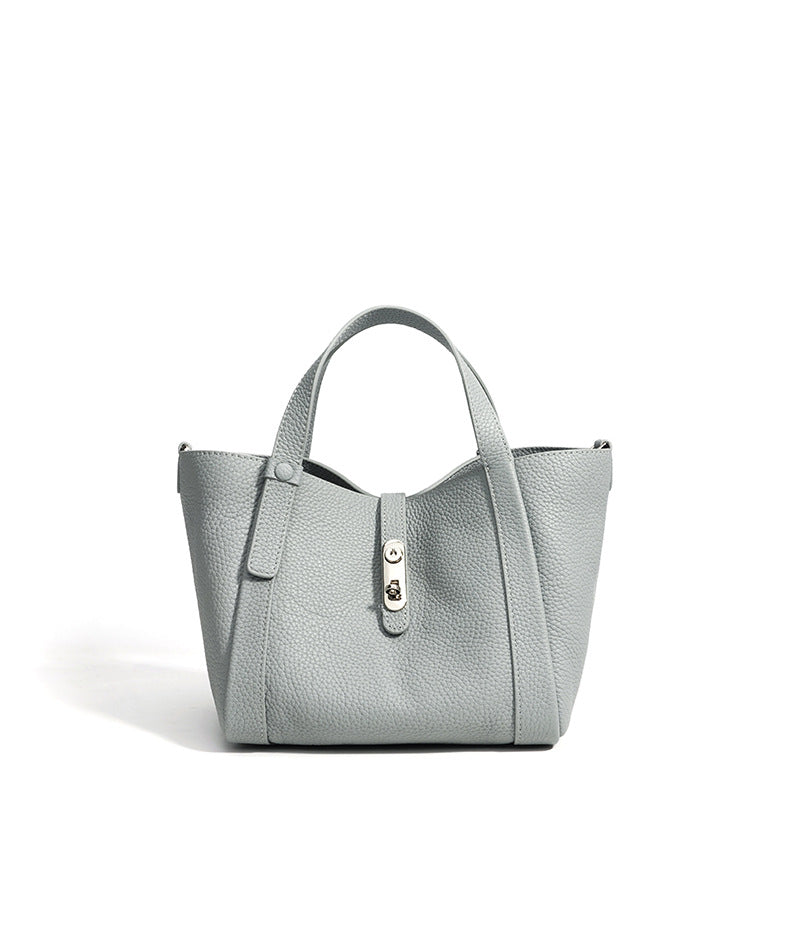 Toscana Pebble-Ladies leather bucket bag, col. Seagull Grey
