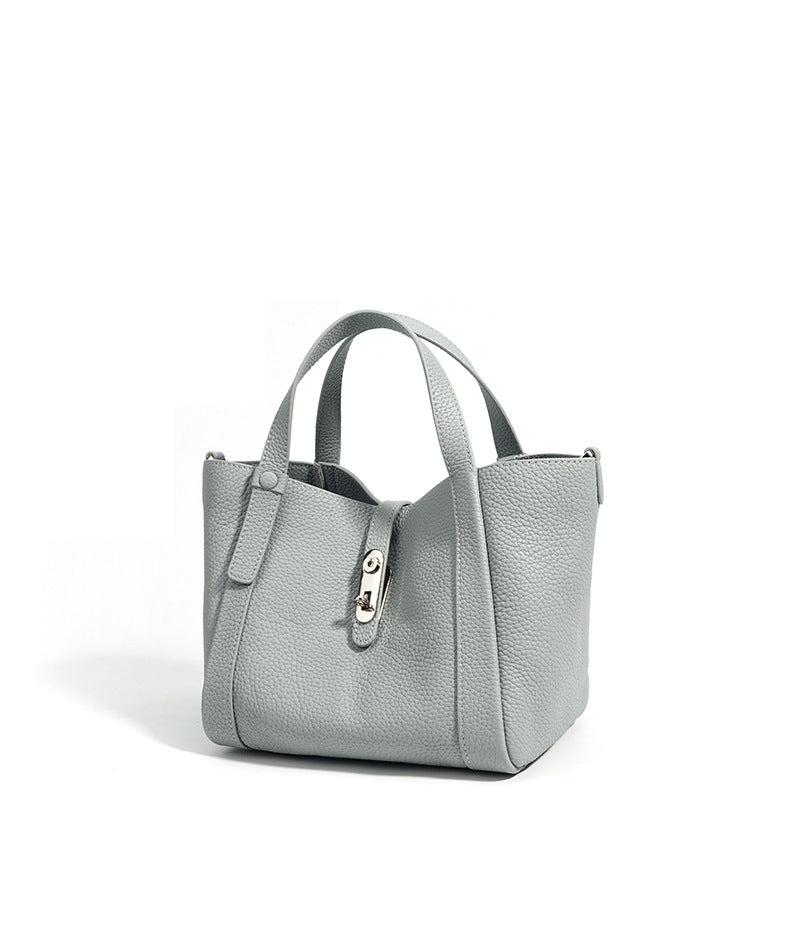 Toscana Pebble-Ladies leather bucket bag, col. Seagull Grey