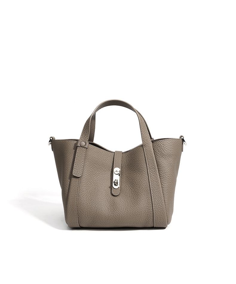 Toscana Pebble-Ladies leather bucket bag, col. Elephant Grey
