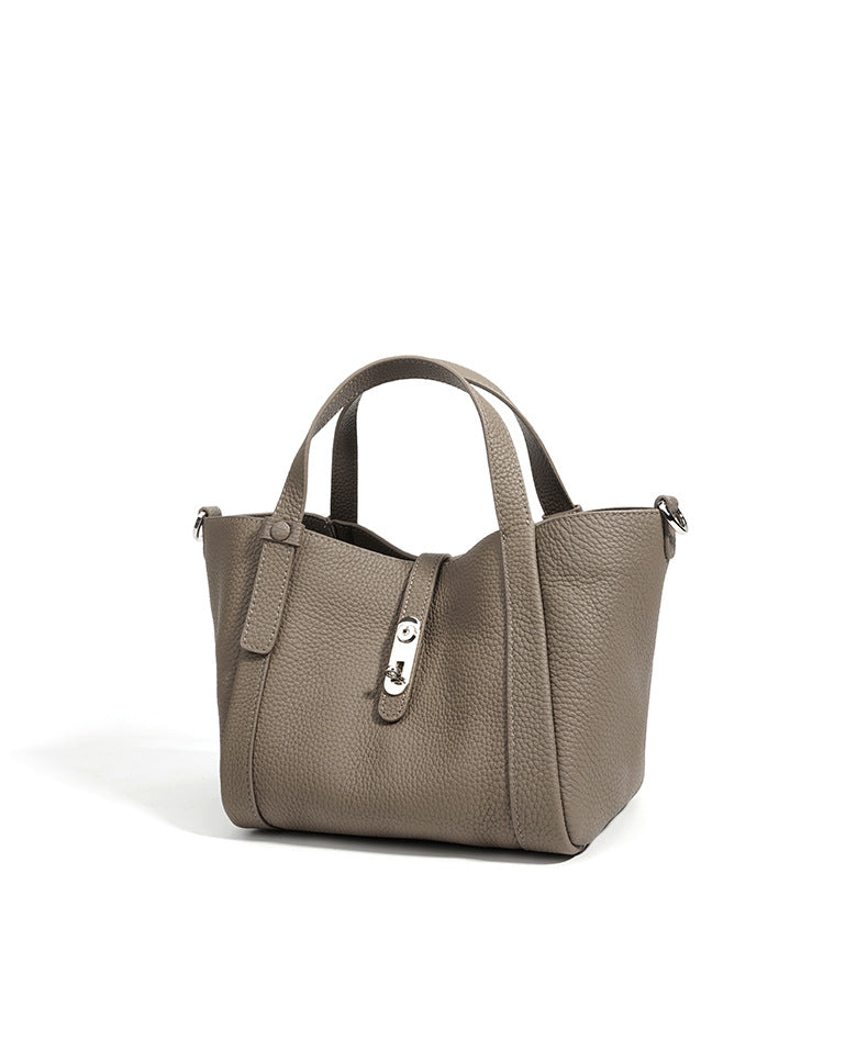 Toscana Pebble-Ladies leather bucket bag, col. Elephant Grey