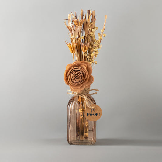 Autumn Ember - Dry mix floral arrangement in fluted glass vase