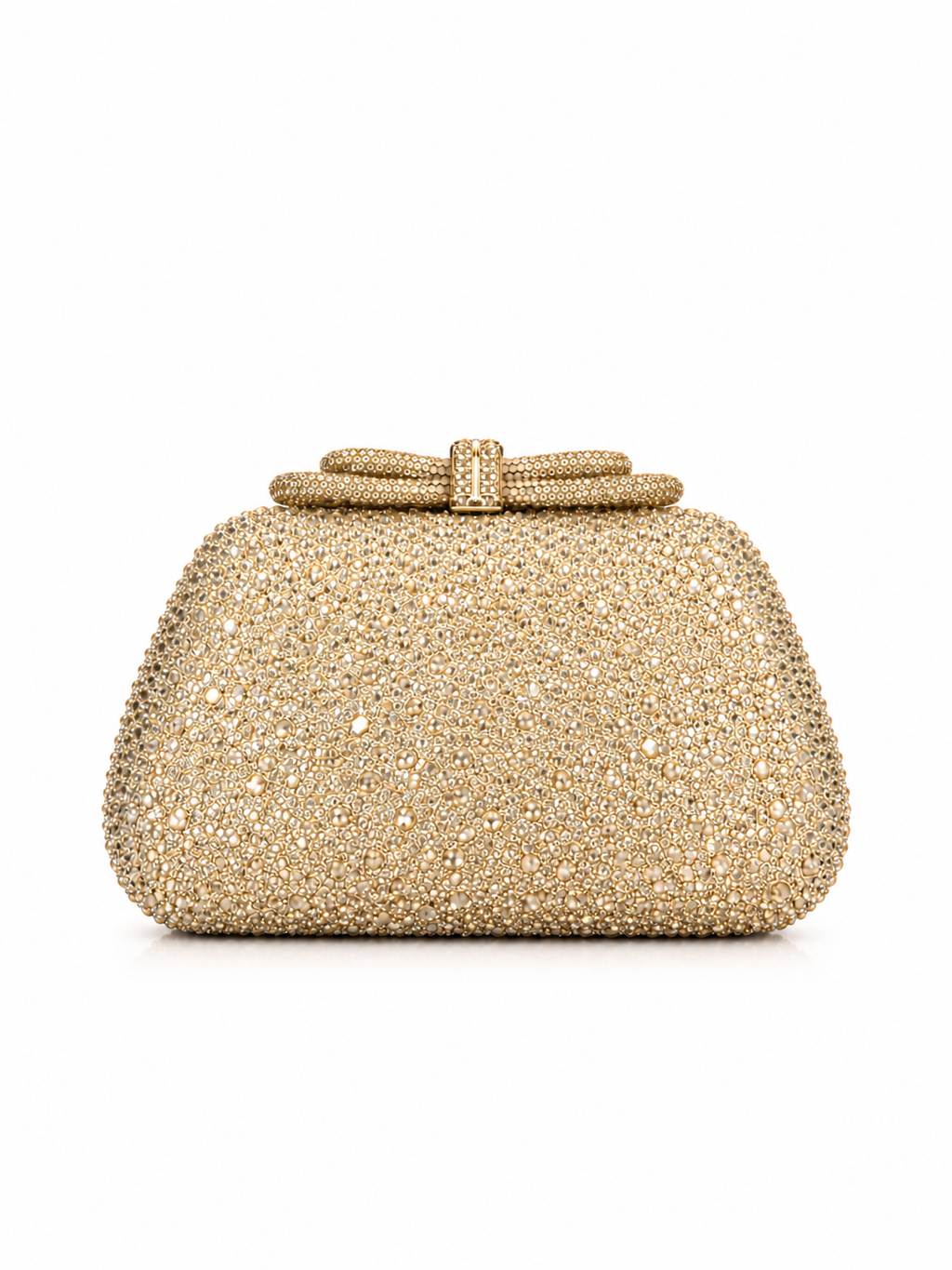 Alessia - Ladies clutch bag with bow, rhinestones embellished | Apricot