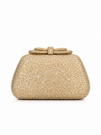 Alessia - Ladies clutch bag with bow, rhinestones embellished | Apricot