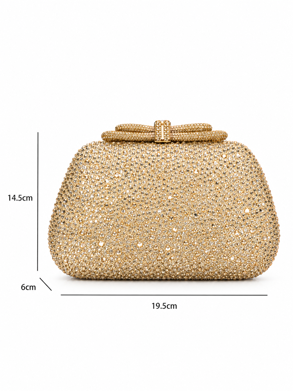 Alessia - Ladies clutch bag with bow, rhinestones embellished | Apricot
