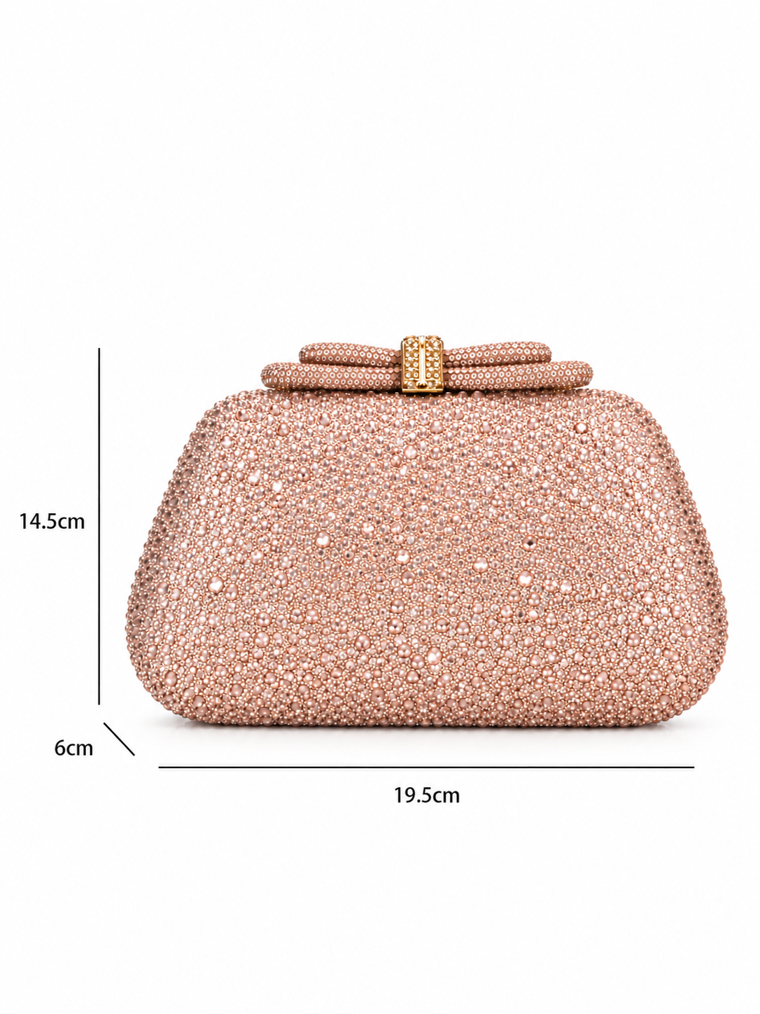 Alessia - Ladies clutch bag with bow, rhinestones embellished | Pink
