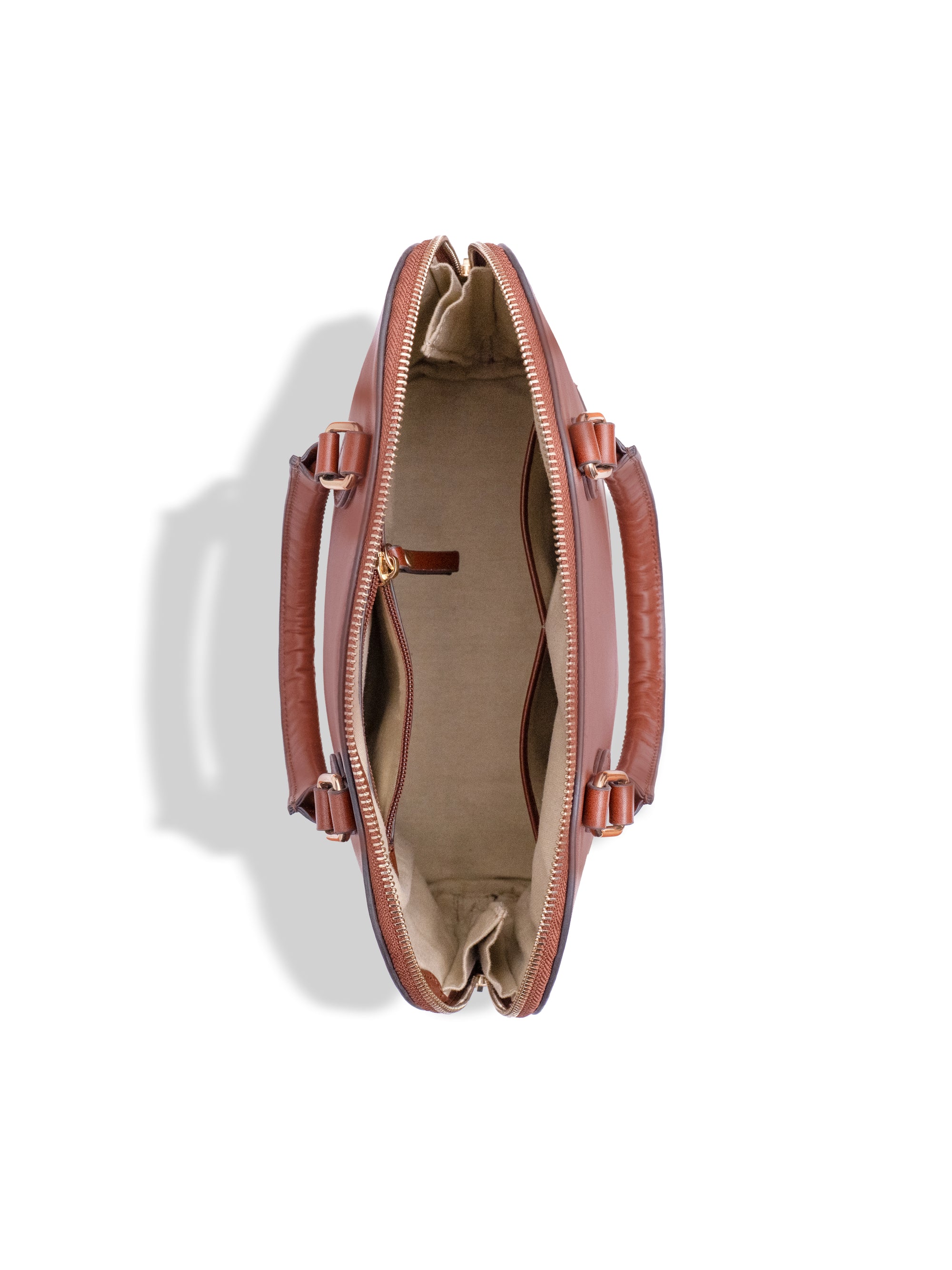 Anette -Ladies Leather Satchel bag, Cognac