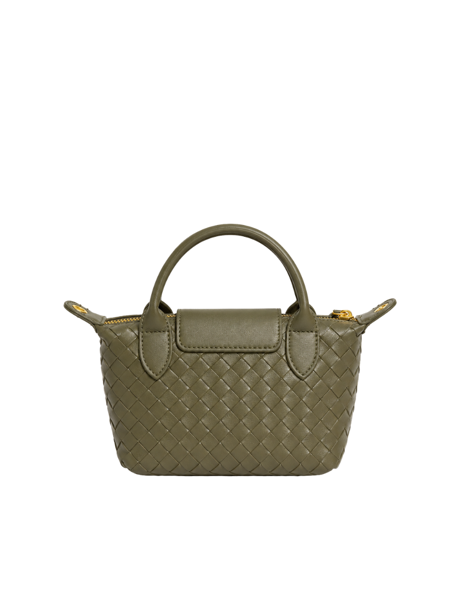 Aria - Ladies woven sling bag , Faux Leather | Olive