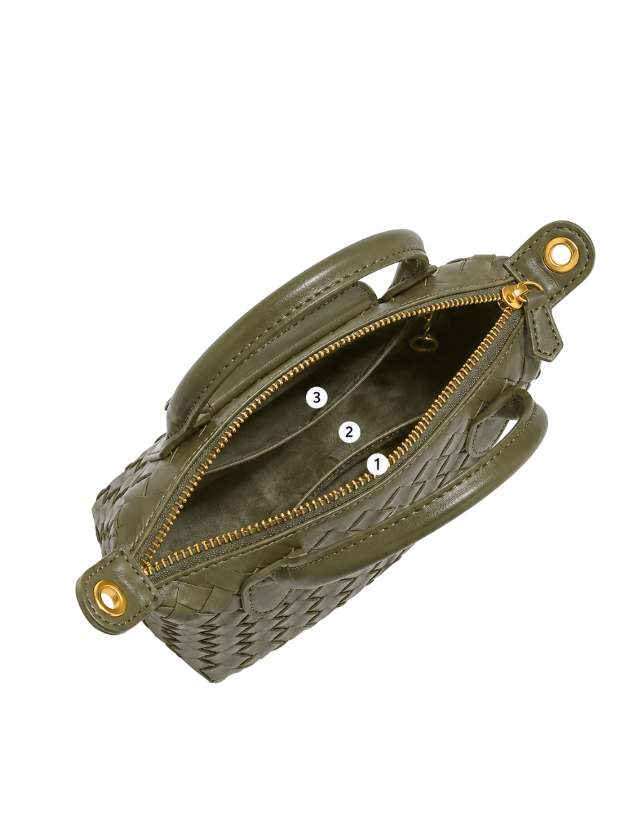 Aria - Ladies woven sling bag , Faux Leather | Olive
