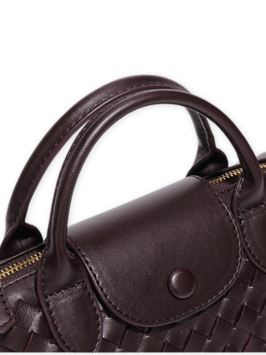 Aria - Ladies woven sling bag , Faux Leather | Chocolate