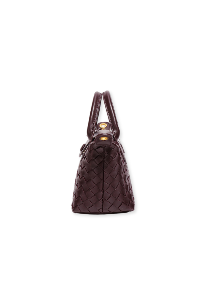 Aria - Ladies woven sling bag , Faux Leather | Chocolate