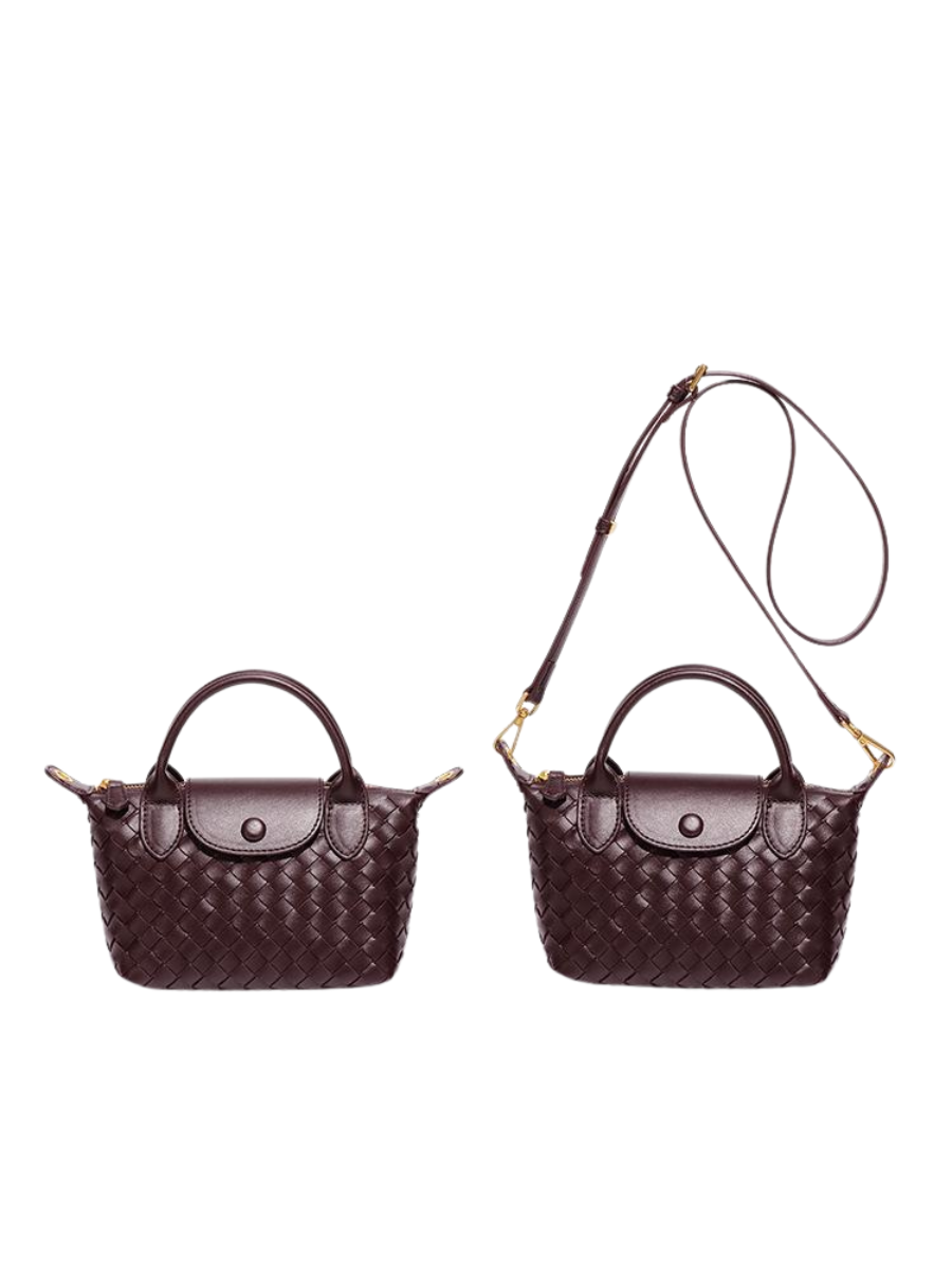 Aria - Ladies woven sling bag , Faux Leather | Chocolate