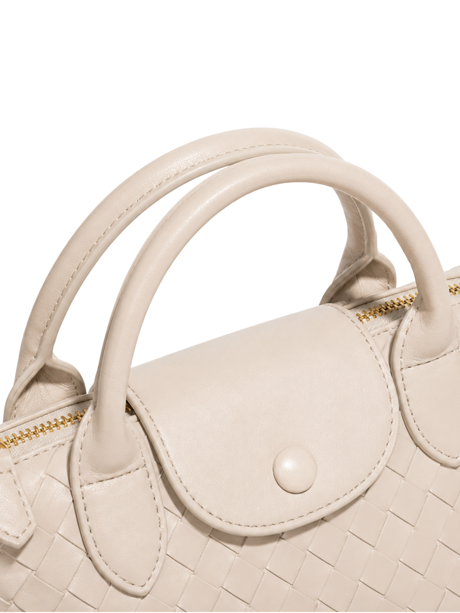Aria - Ladies woven sling bag , Faux Leather | Sand