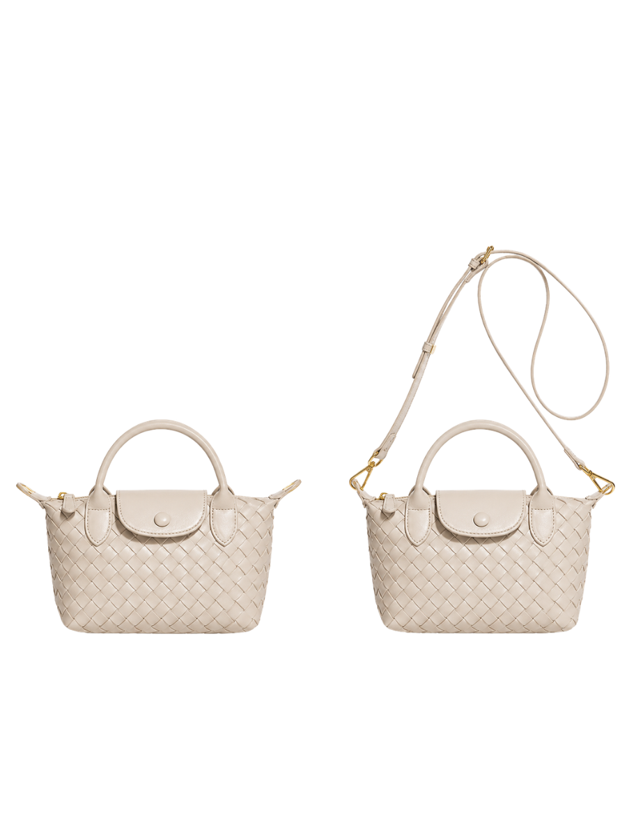 Aria - Ladies woven sling bag , Faux Leather | Sand