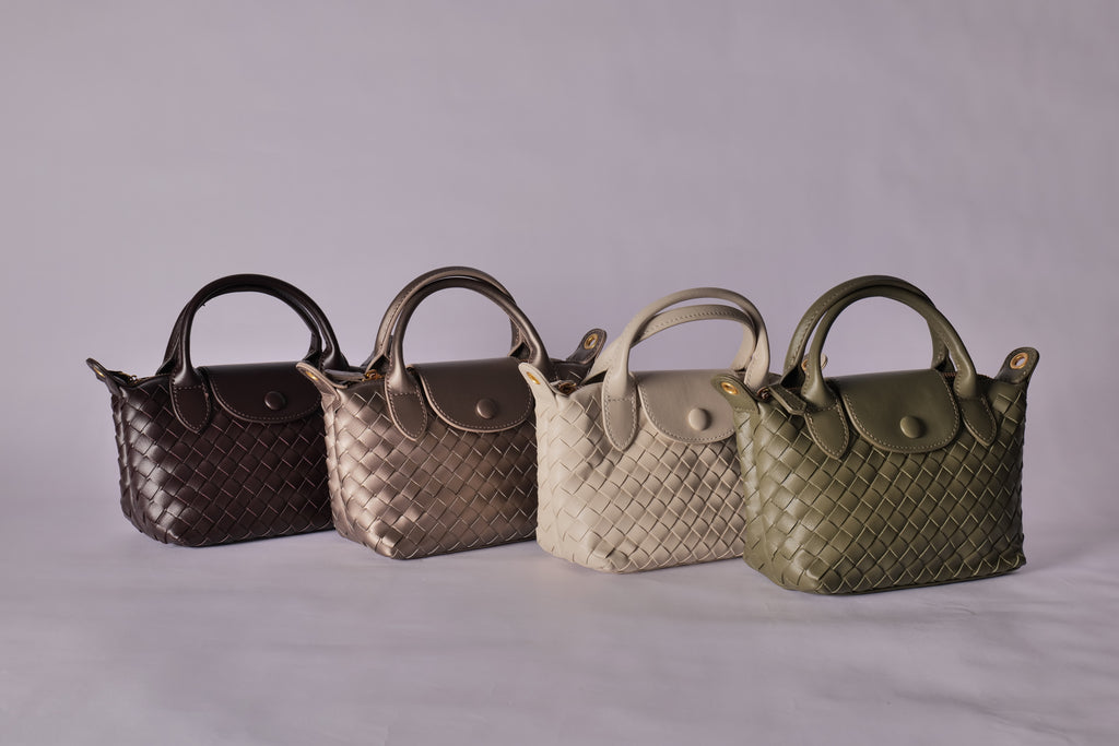 Aria - Ladies woven sling bag , Faux Leather | Pewter