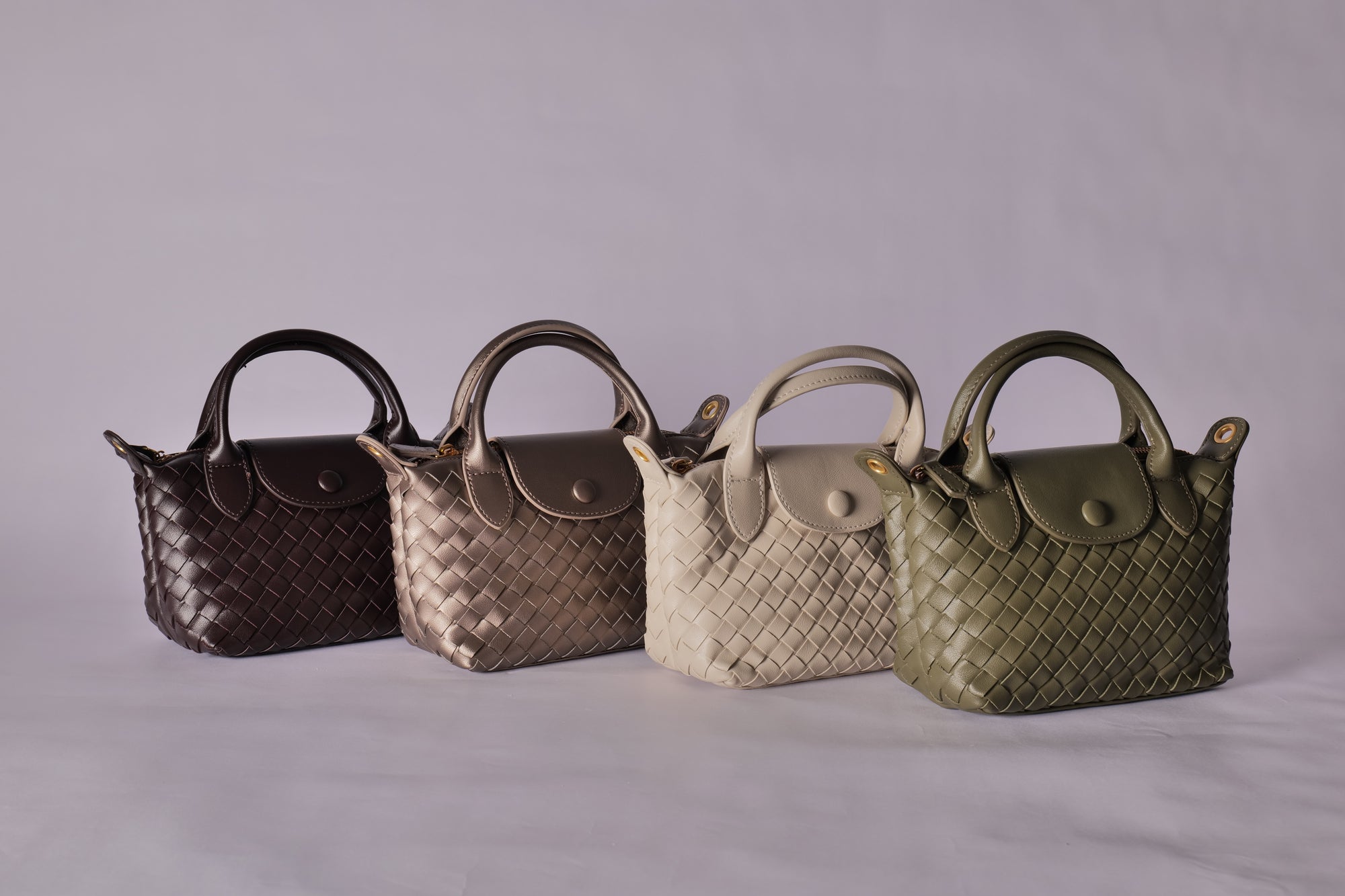 Aria - Ladies woven sling bag , Faux Leather | Pewter