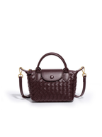 Aria - Ladies woven sling bag , Faux Leather | Chocolate