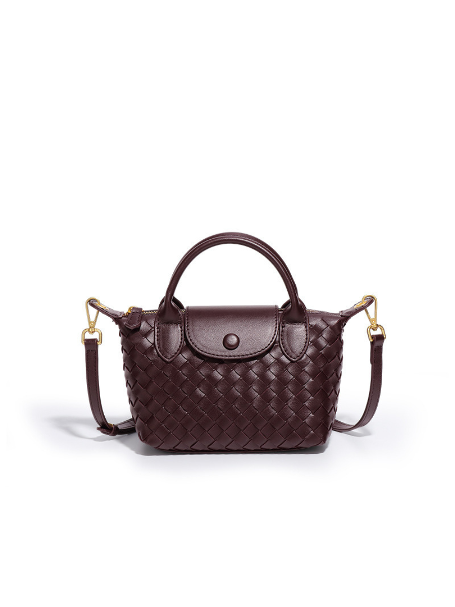 Aria - Ladies woven sling bag , Faux Leather | Chocolate