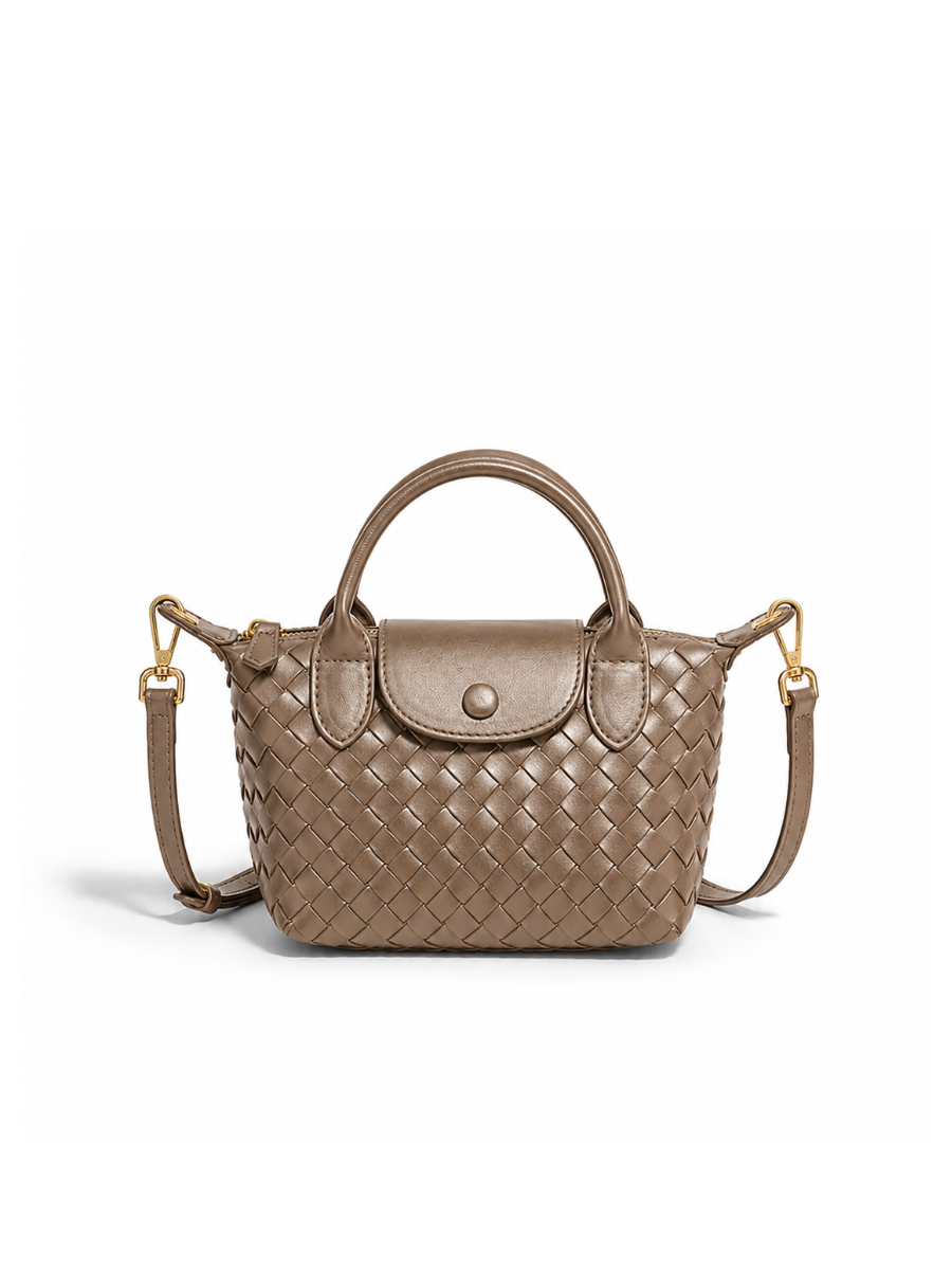 Aria - Ladies woven sling bag , Faux Leather | Pewter