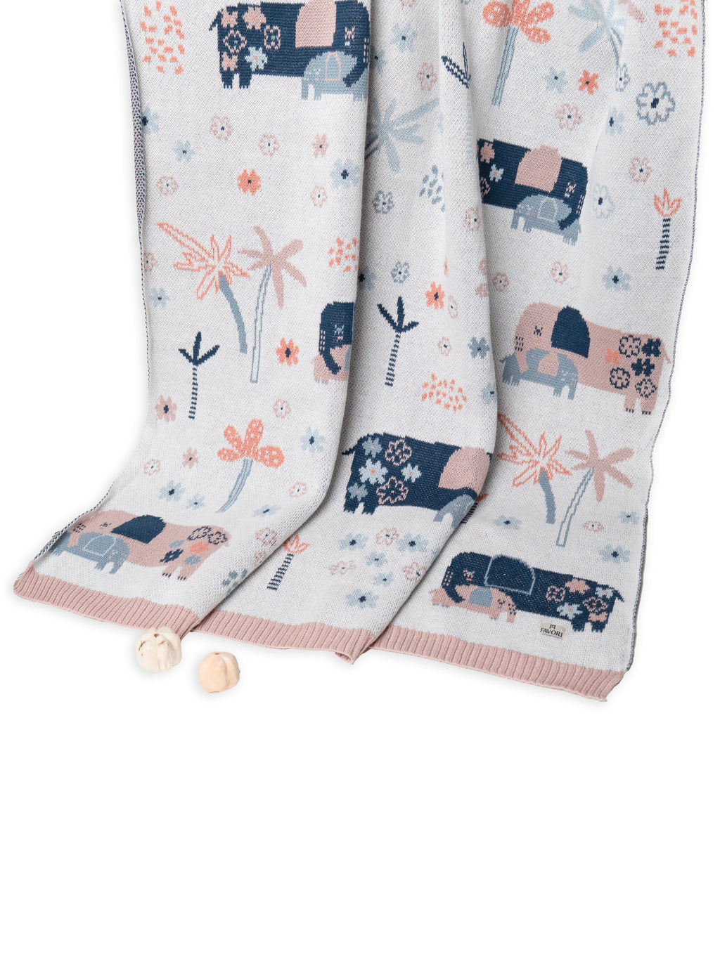 Baby blanket Mom&Baby Elephant design, 100% cotton knitted