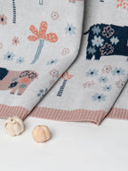 Baby blanket Mom&Baby Elephant design, 100% cotton knitted