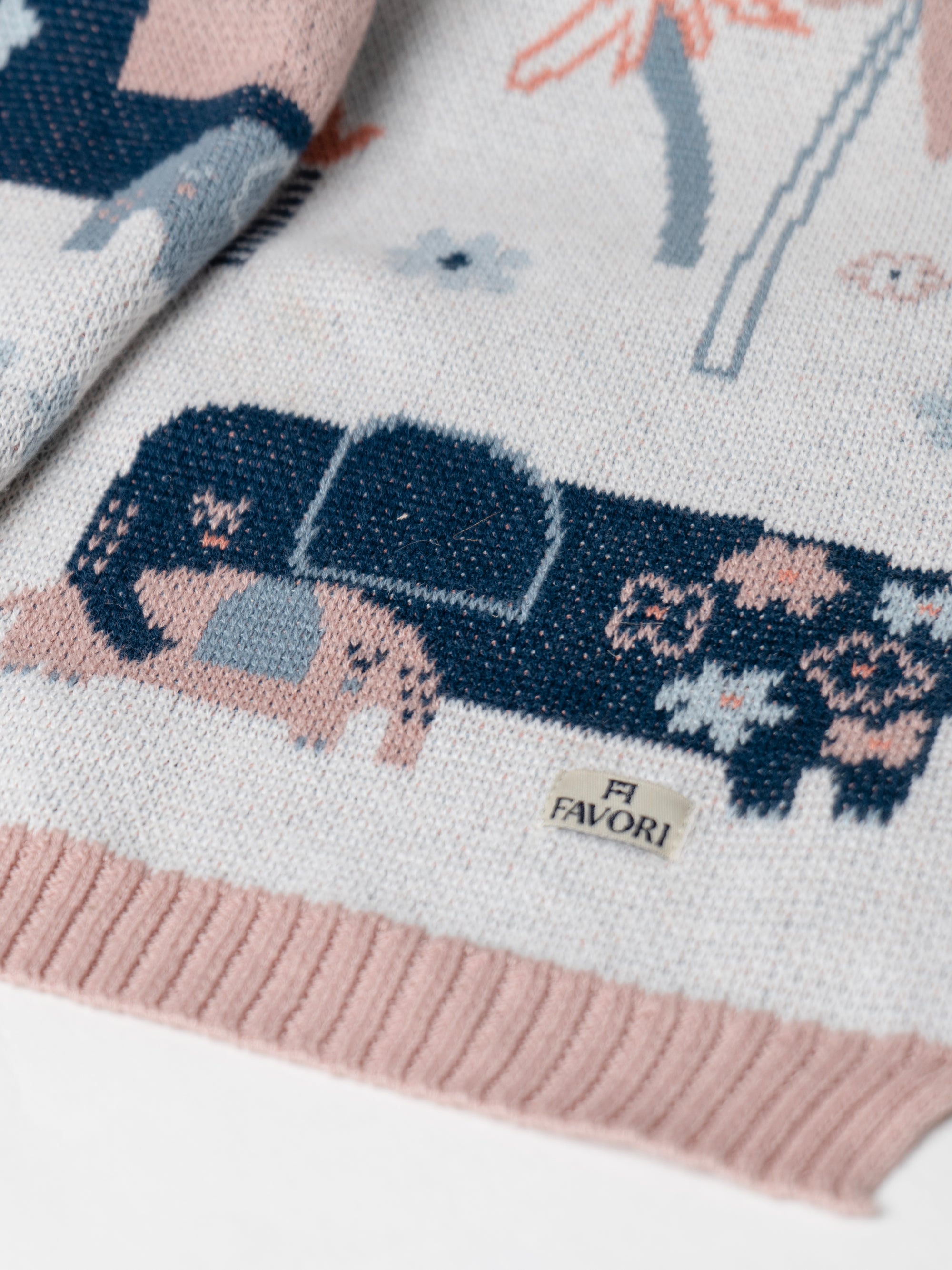 Baby blanket Mom&Baby Elephant design, 100% cotton knitted