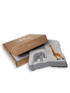 Baby blanket Jungle Safari design with 3D elements, 100% cotton knitted