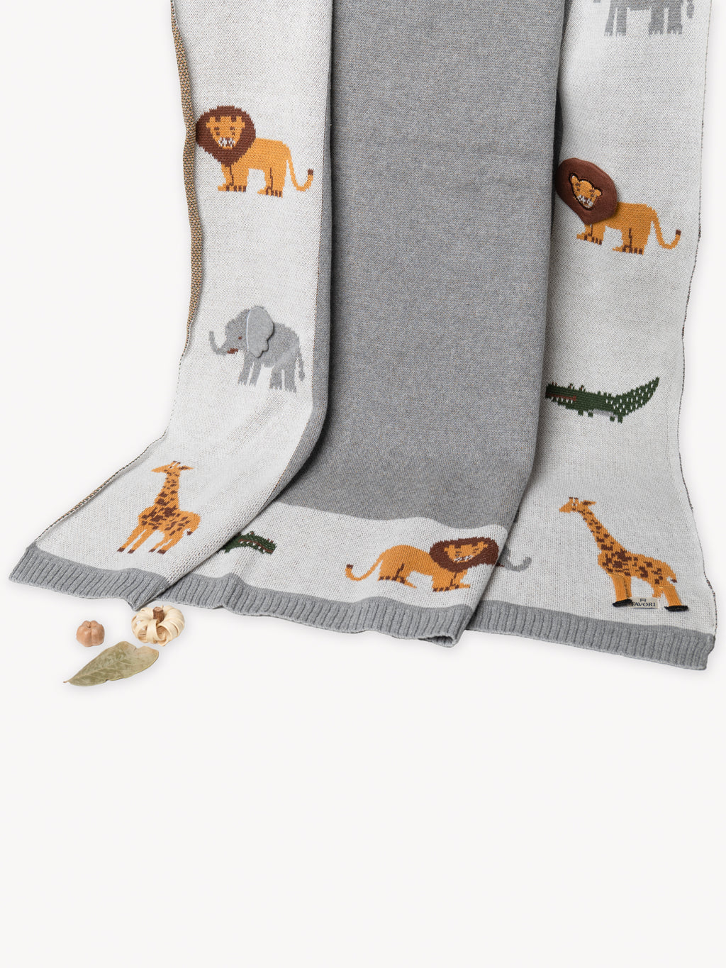 Baby blanket Jungle Safari design with 3D elements, 100% cotton knitted