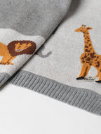 Baby blanket Jungle Safari design with 3D elements, 100% cotton knitted