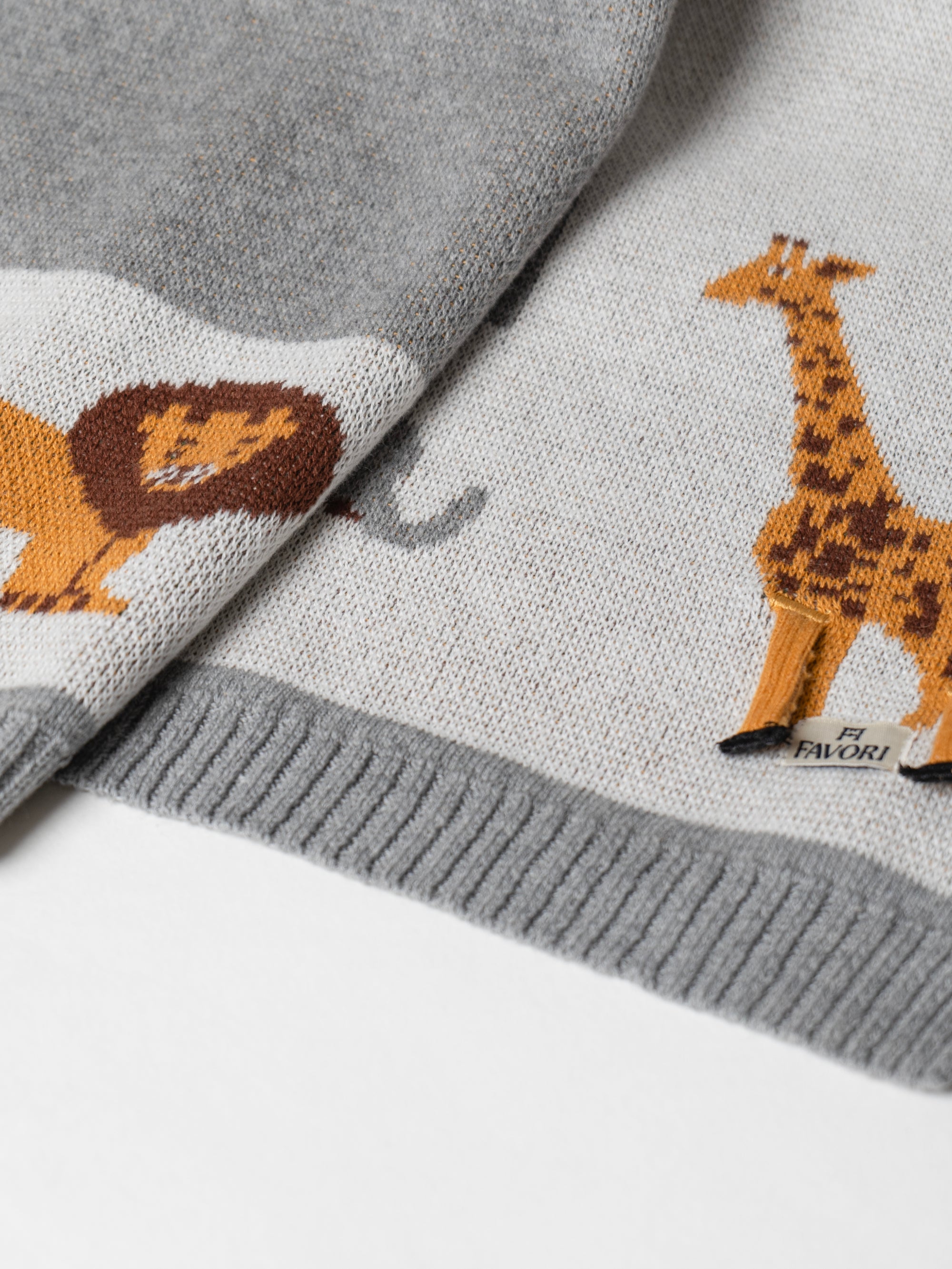 Baby blanket Jungle Safari design with 3D elements, 100% cotton knitted