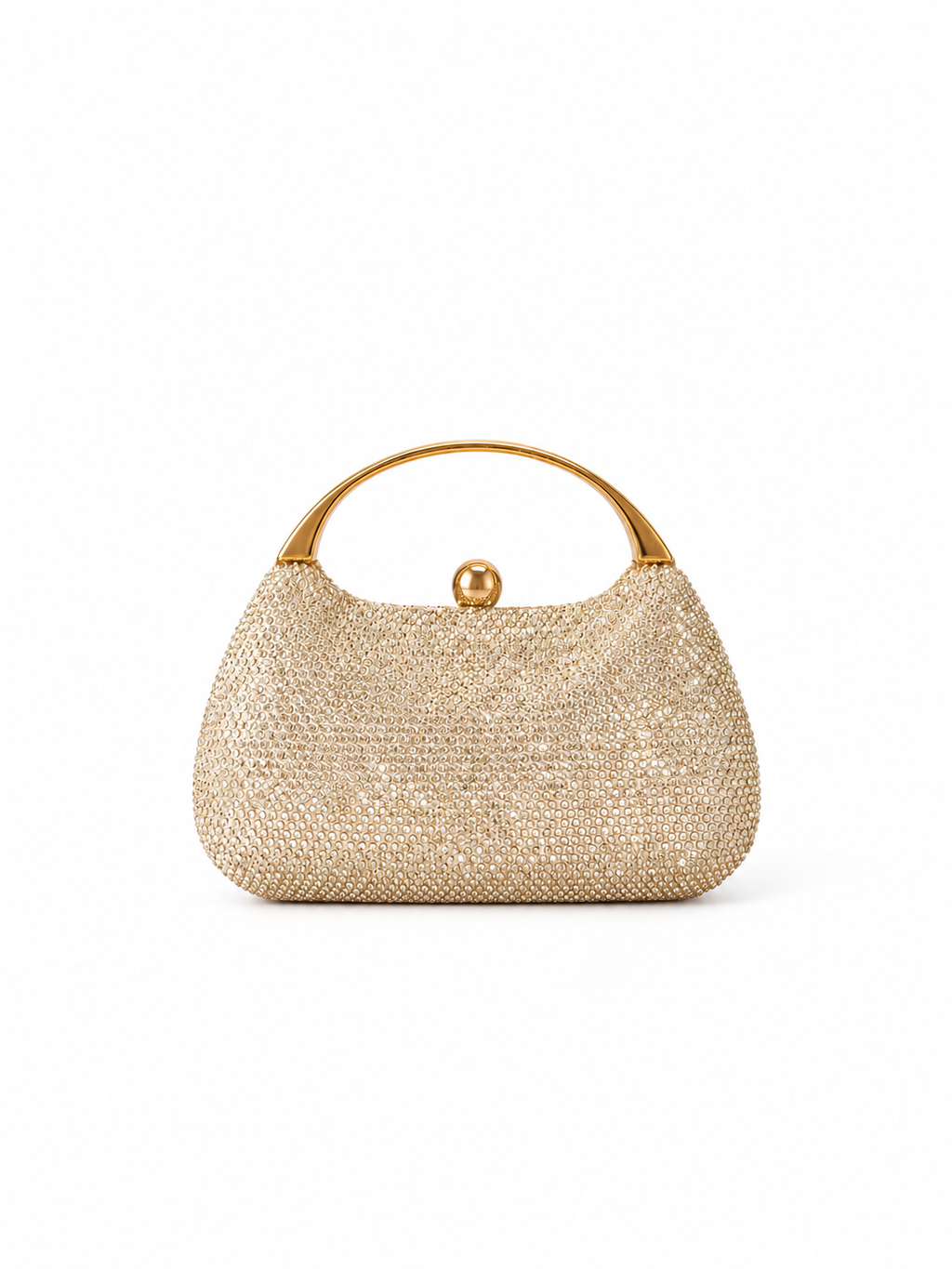 Carrie - Ladies clutch bag with handle, rhinestones embellished | Apricot