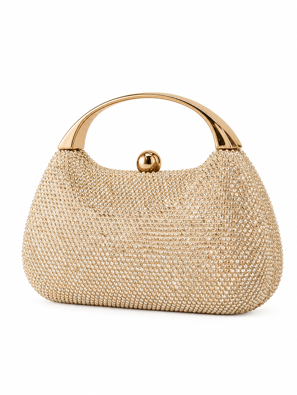 Carrie - Ladies clutch bag with handle, rhinestones embellished | Apricot