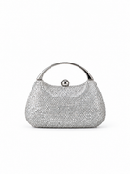 Carrie - Ladies clutch bag with handle, rhinestones embellished | Silver