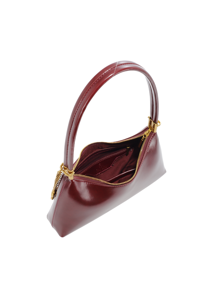Clara - Ladies Baguette Bag, Faux Leather | Burgundy