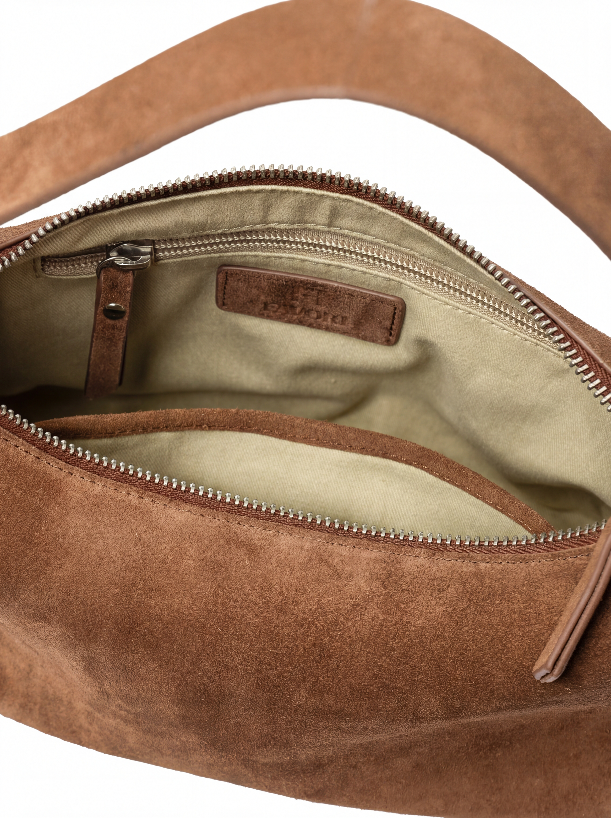 Camille -Ladies suede leather hobo bag, Tan