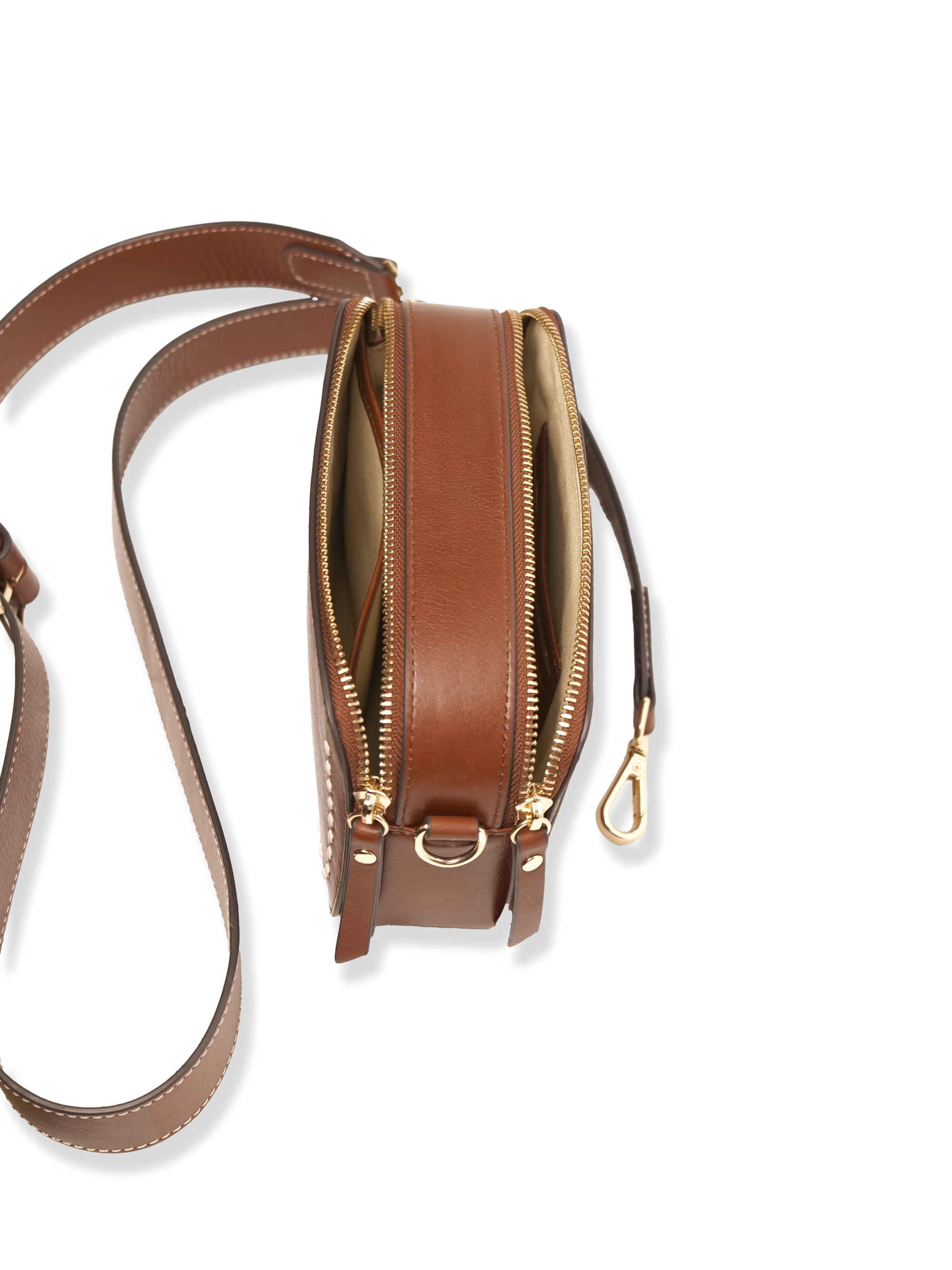 Odette -Ladies Leather Crossbody bag, Cognac