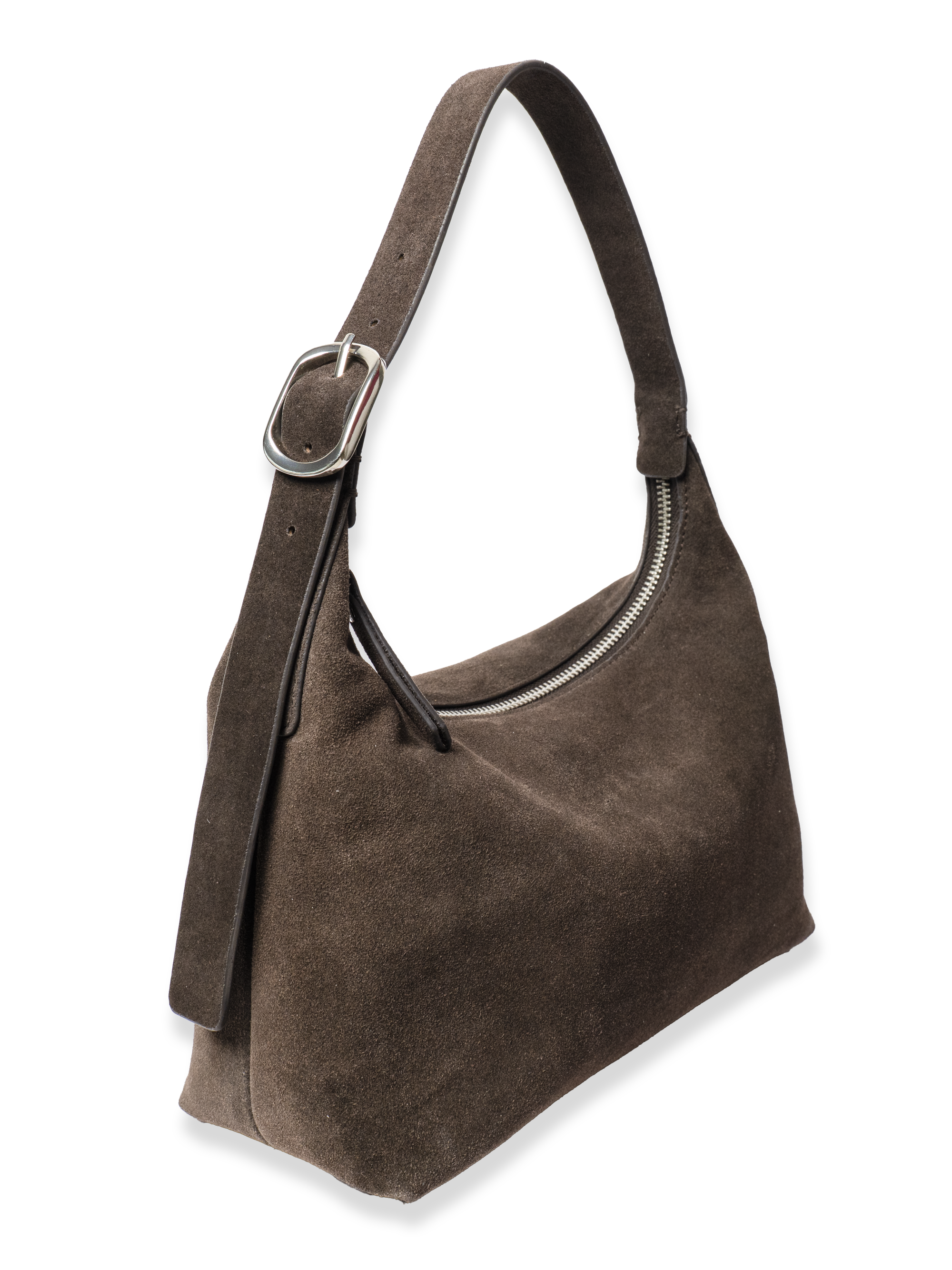 Camille -Ladies suede leather hobo bag, Ganache