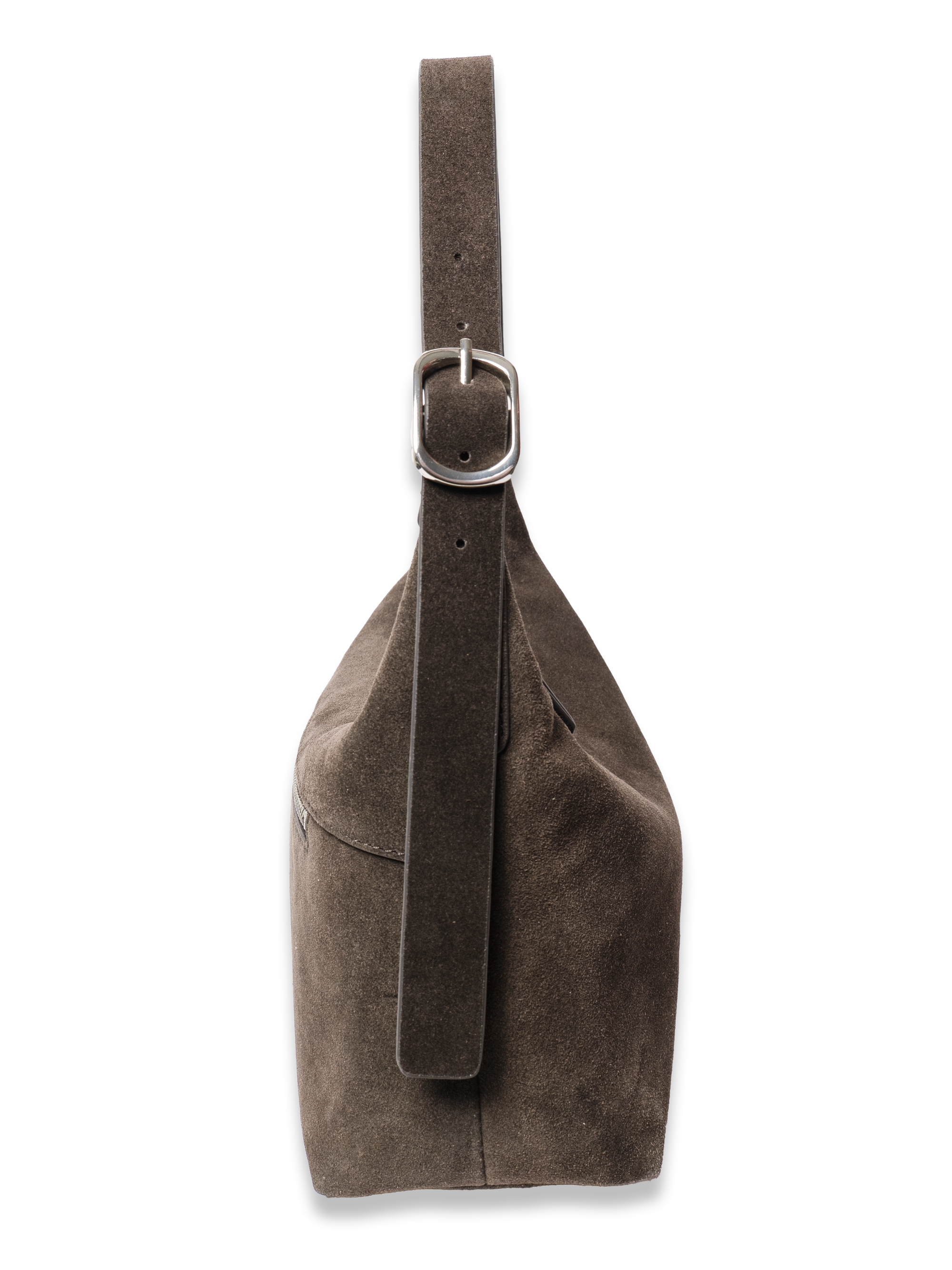 Camille -Ladies suede leather hobo bag, Ganache