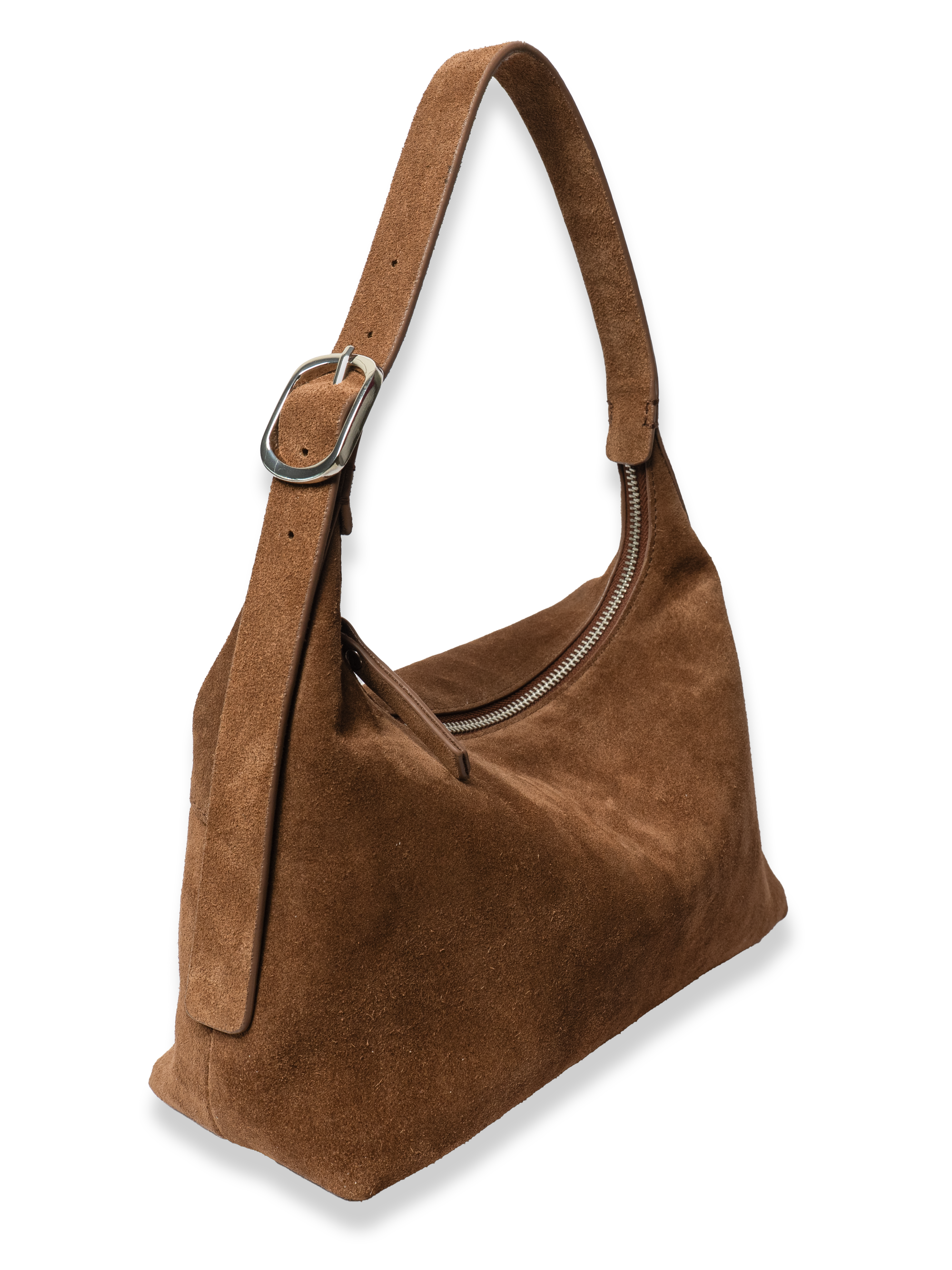 Camille -Ladies suede leather hobo bag, Tan