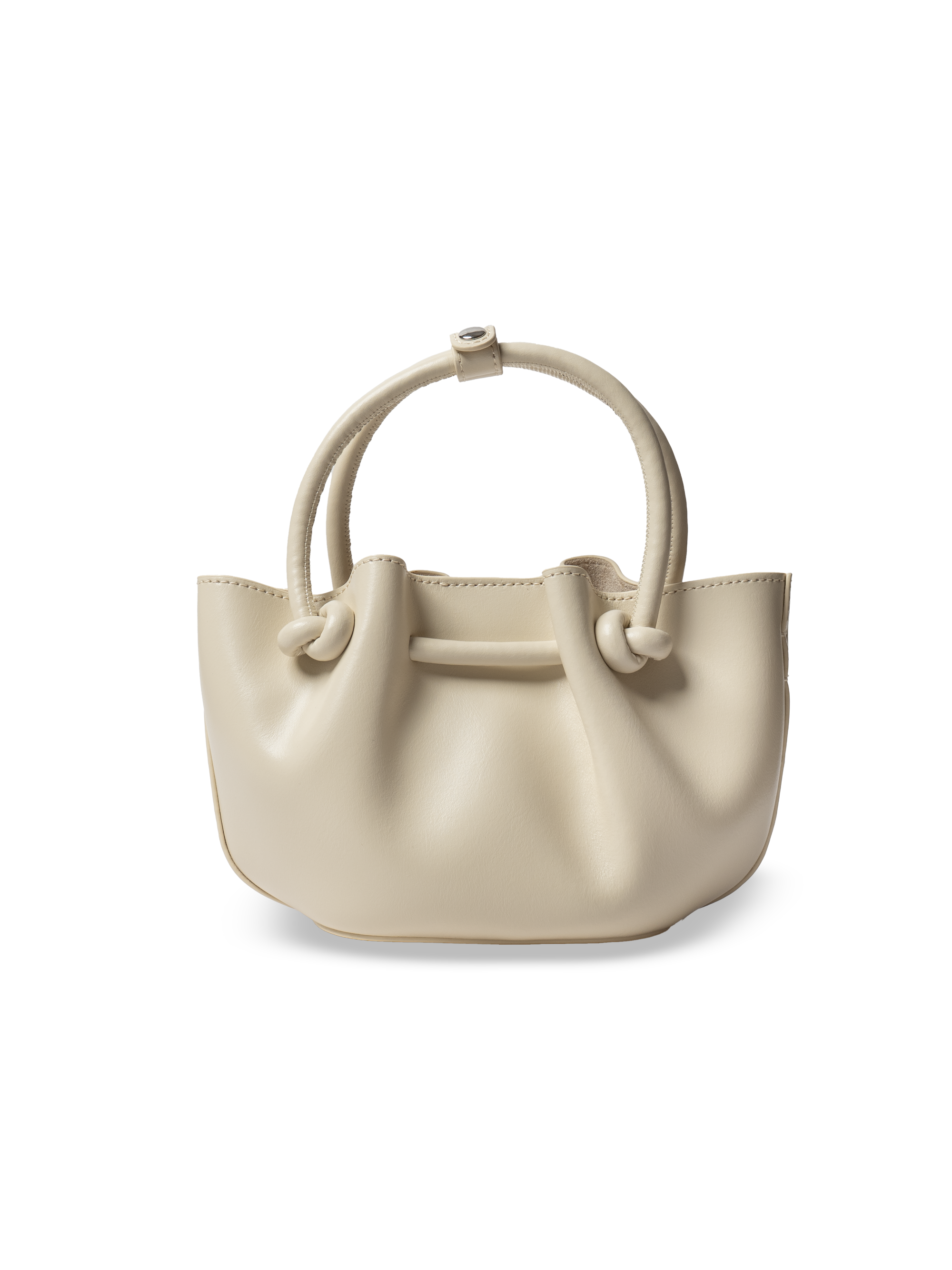 Corda - Ladies Leather Handbag With Knotted Handle I Ivory
