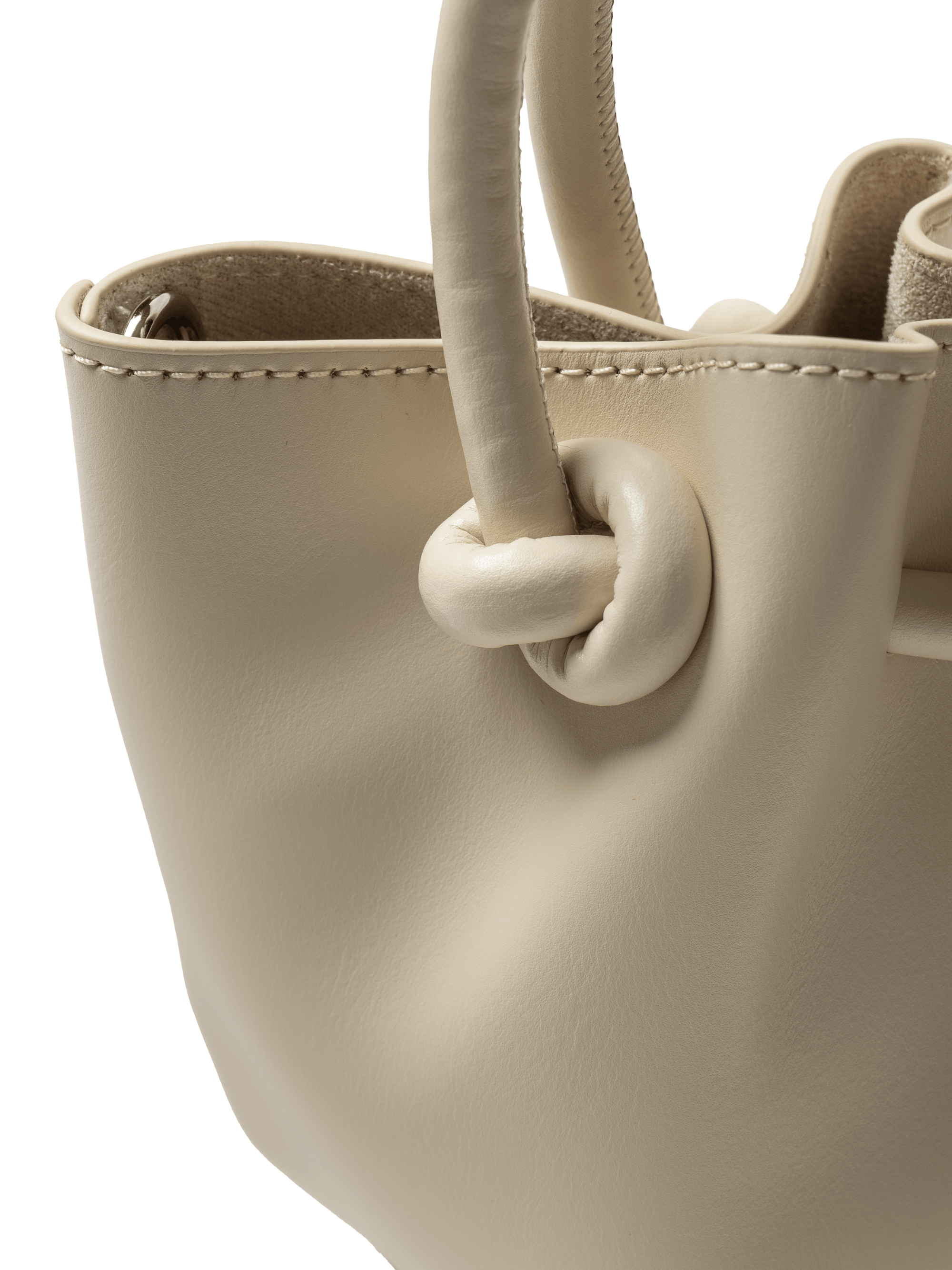Corda - Ladies Leather Handbag With Knotted Handle I Ivory