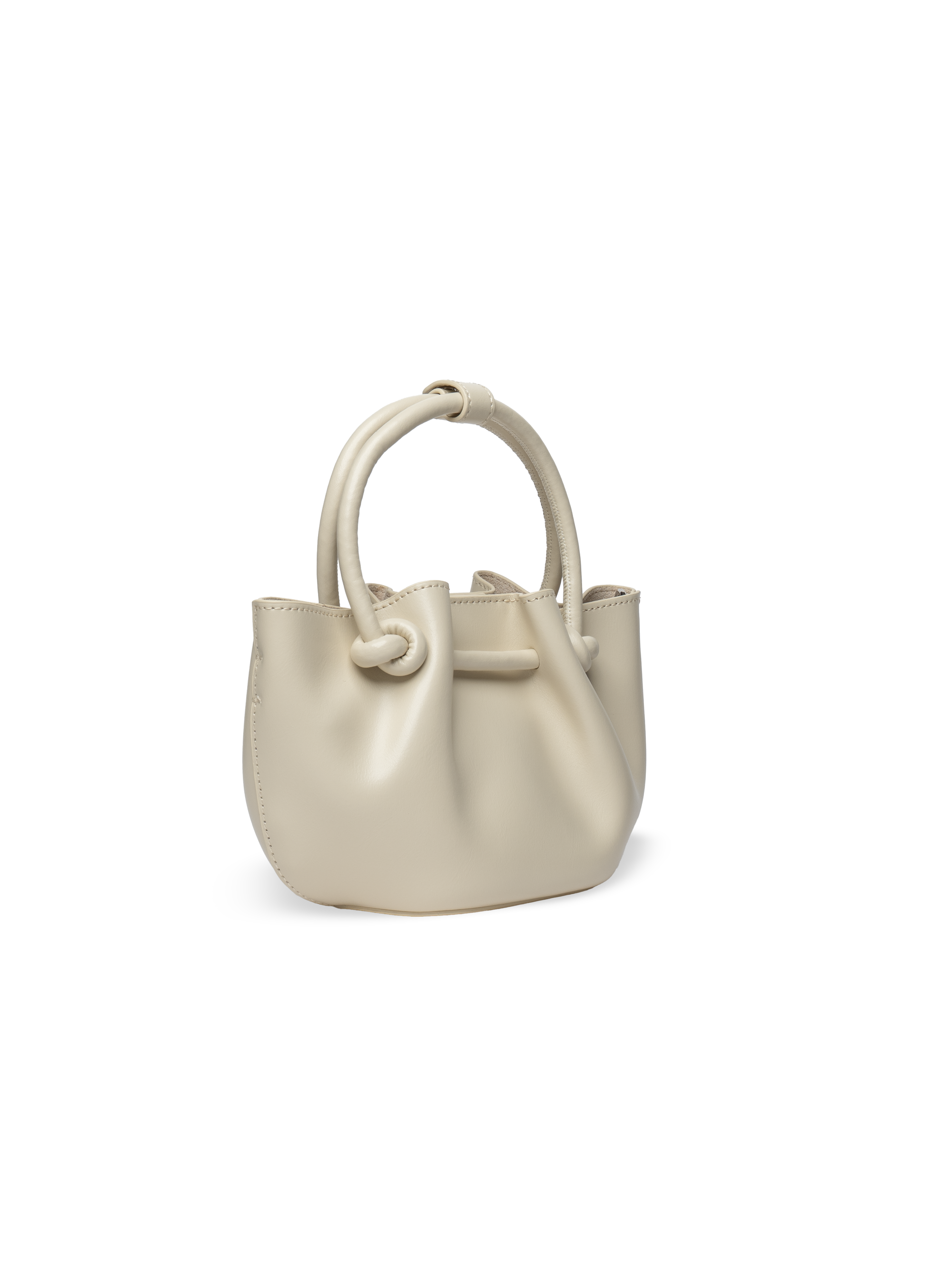 Corda - Ladies Leather Handbag With Knotted Handle I Ivory