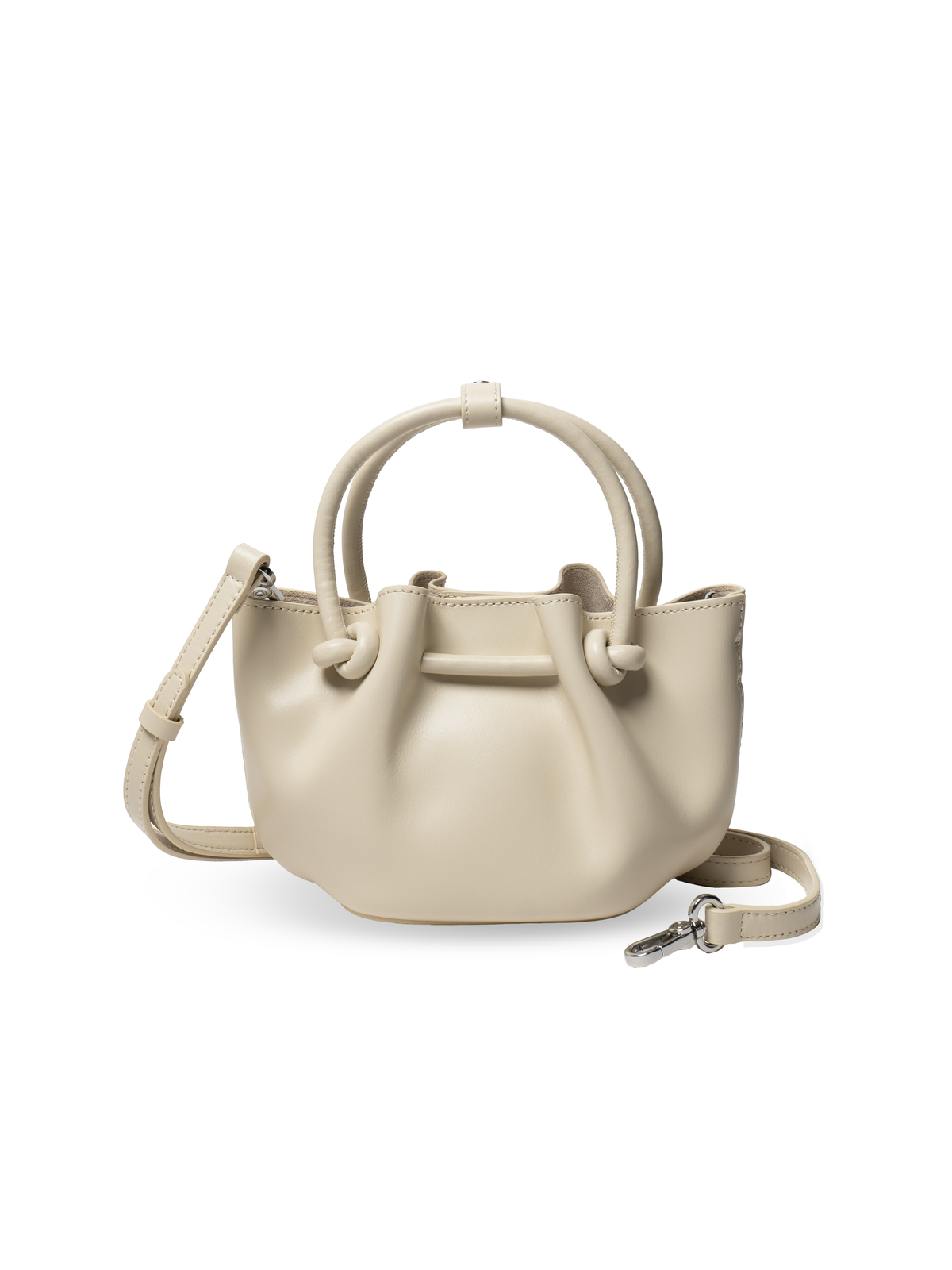 Corda - Ladies Leather Handbag With Knotted Handle I Ivory