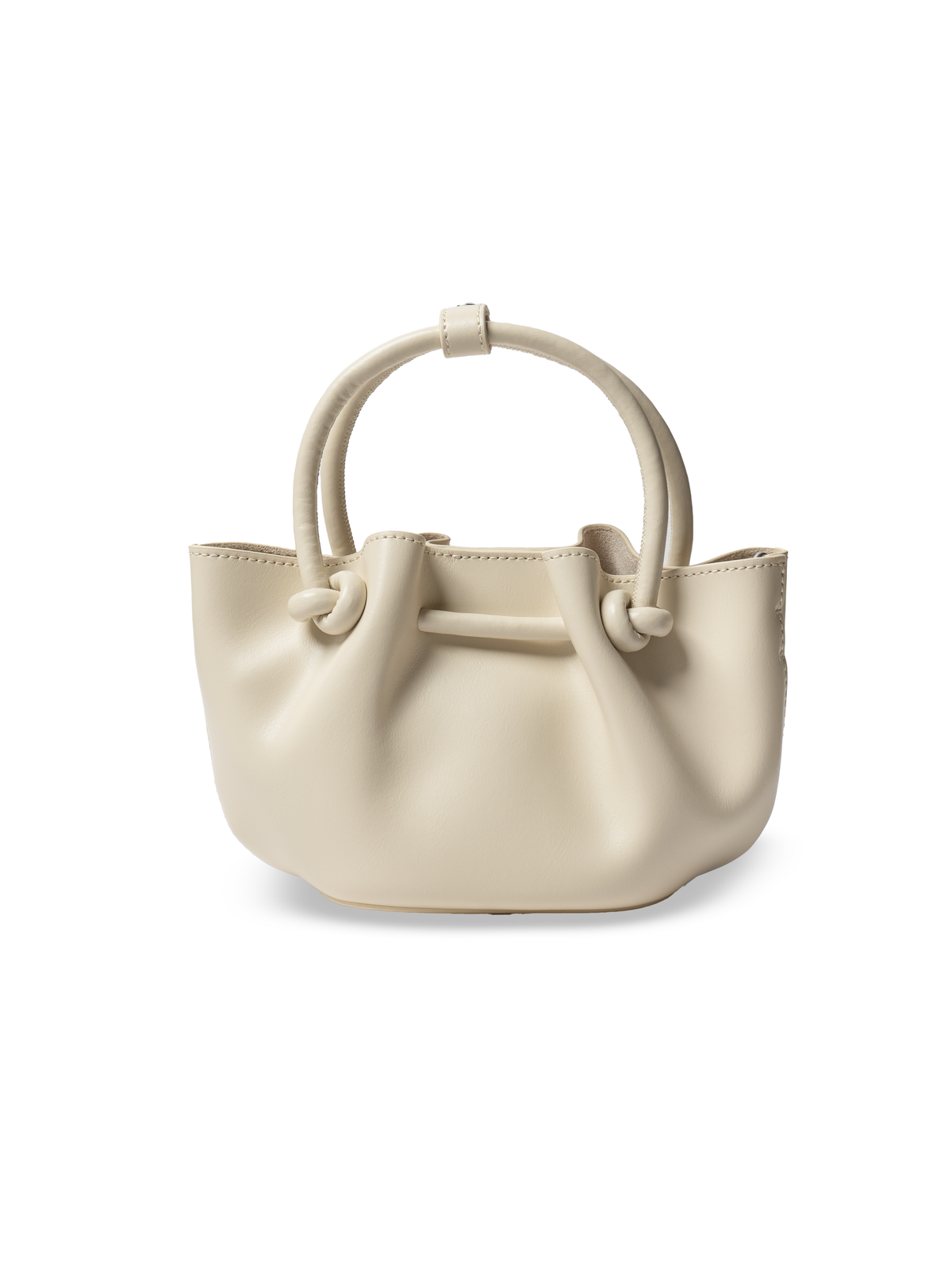 Corda - Ladies Leather Handbag With Knotted Handle I Ivory