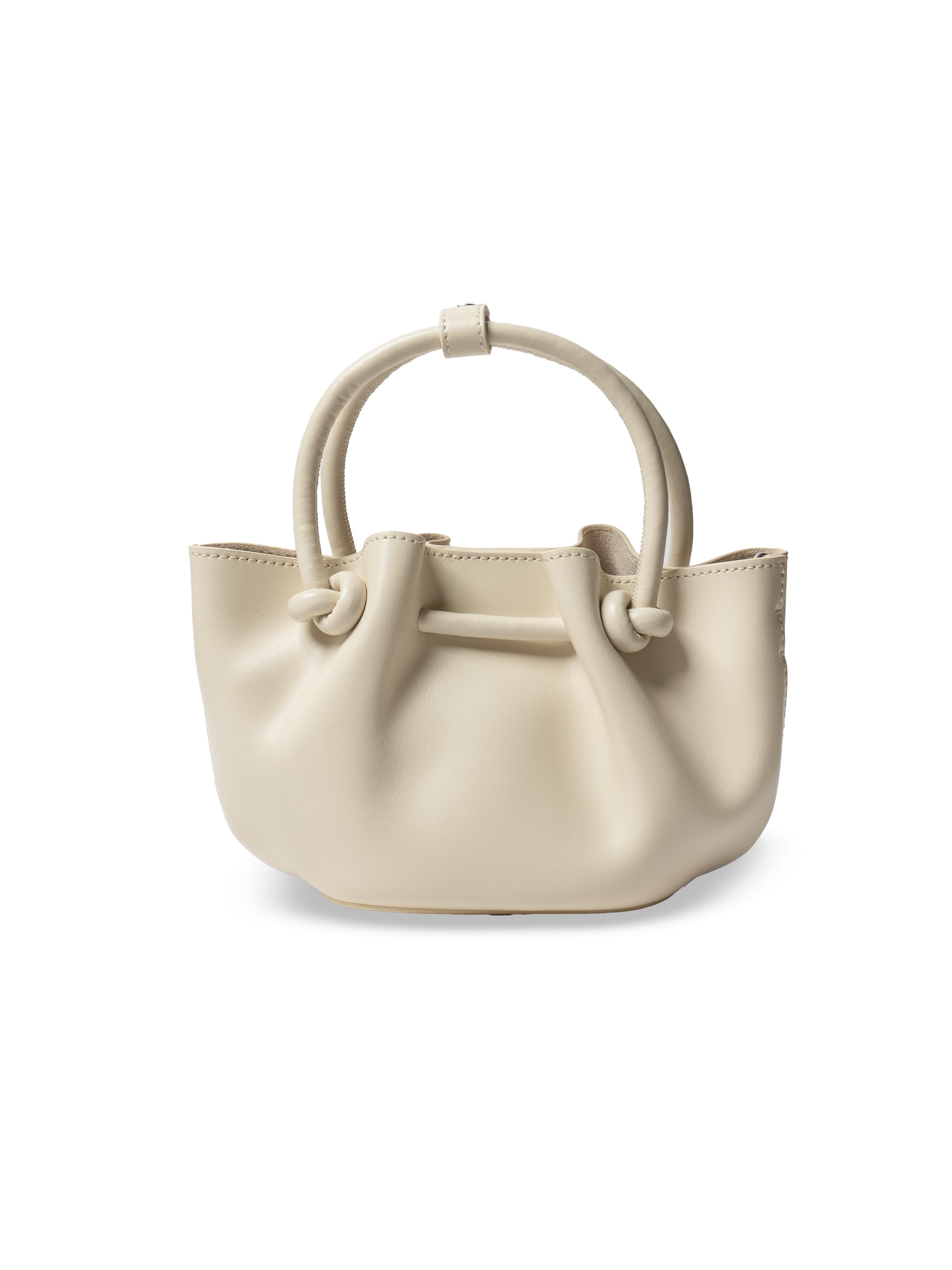 Corda - Ladies Leather Handbag With Knotted Handle I Ivory