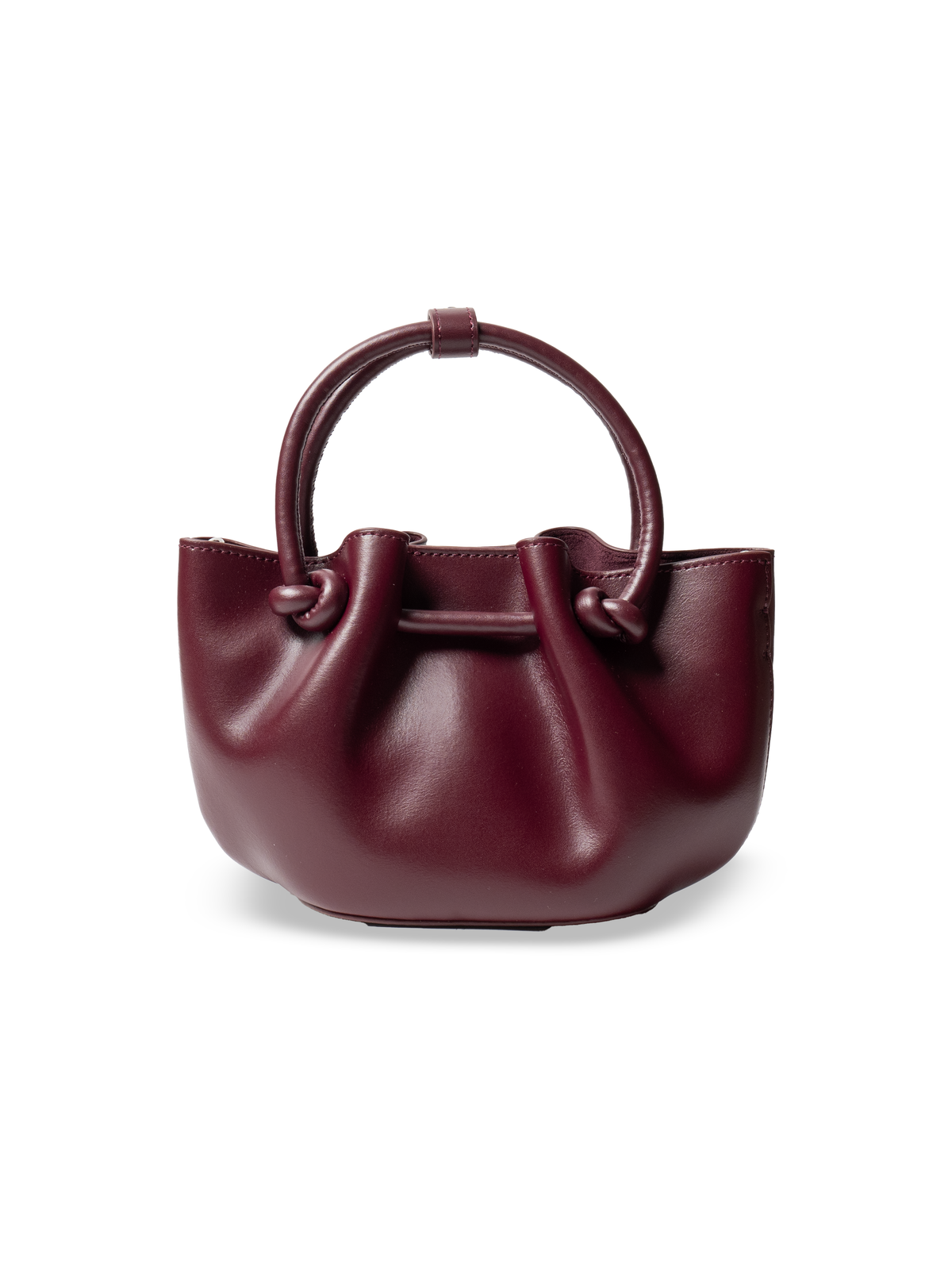 Corda - Ladies Leather Handbag With Knotted Handle I Wine Red