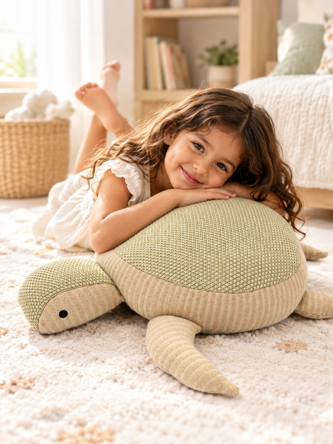 Turtle Cotton Knitted Stuffed Toy For Babies And Kids | Sage Green
