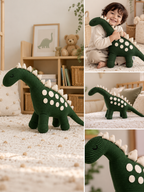 Dino Cotton Knitted Stuffed Toy For Babies And Kids | Forest Green