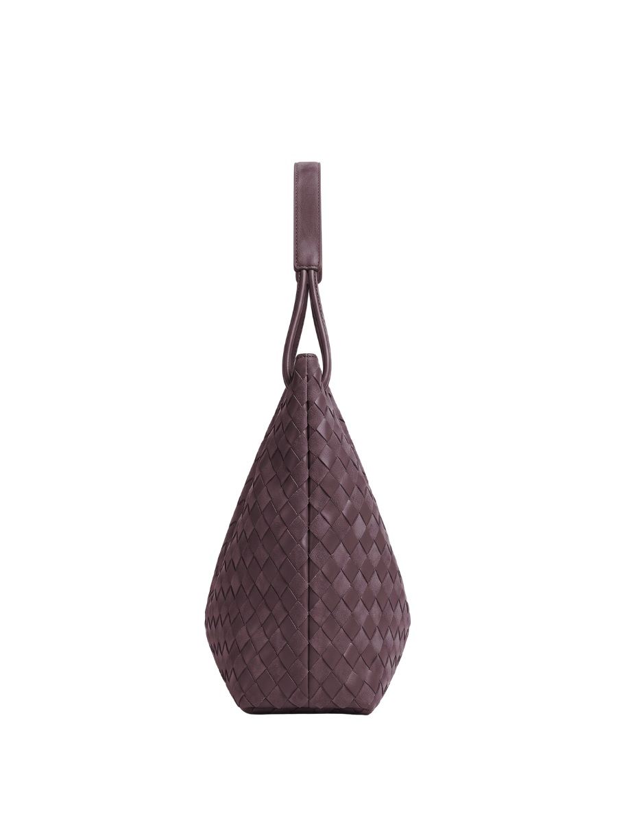 Sia Duo - Ladies Woven Tote Bag , Faux Leather | Espresso