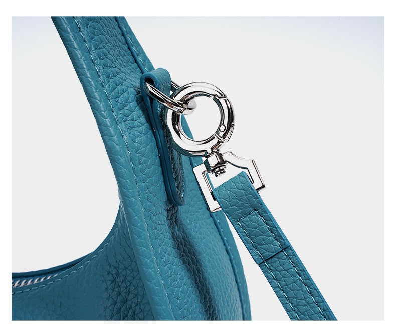 Jolie - Ladies Leather Hobo With Hanging Airpod Case | Teal Blue