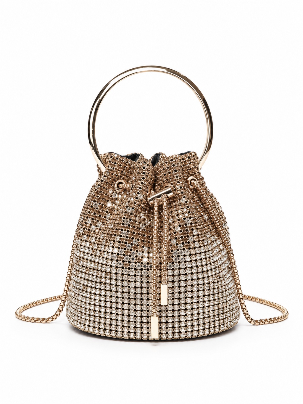 Fiama - Bucket Bag With Rhinestones , col.champagne